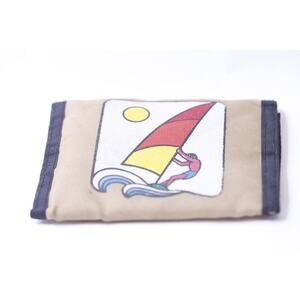 1980s Beach, Velcro, Windsurfing, Cotton Wallet, Beige, Folding, Tropical Sports